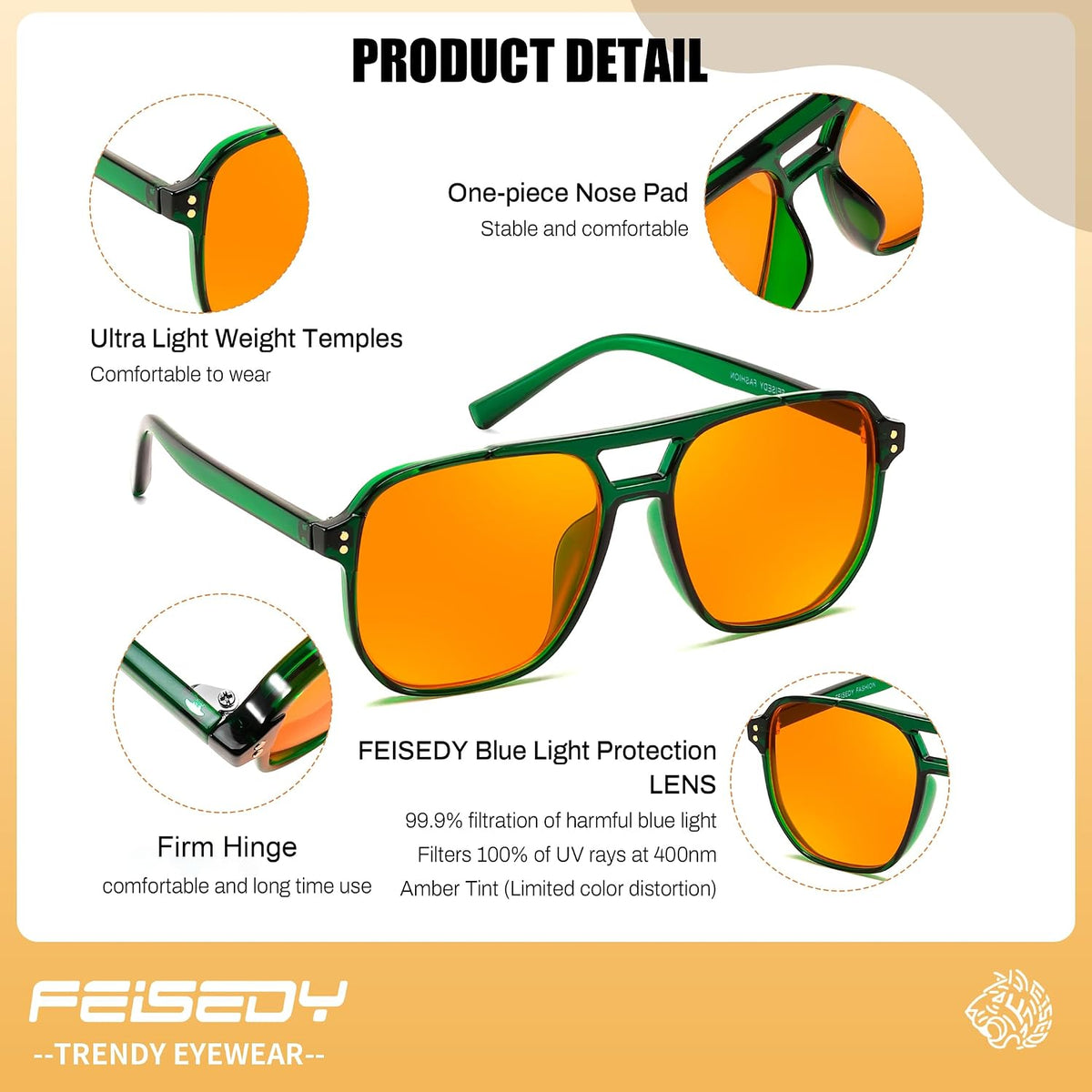 ÉÌƷͼƬ 71 | B0GCVQFPW9 | FEISEDY Blue Light Glasses for Computer Gaming Anti Eyestrain Glasses G2835