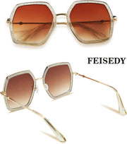 ÉÌƷͼƬ 45 | B08C7TTTDN | FEISEDY Women Large Hexagon Inspired Sunglasses Fashion Irregular Design Style Geometric B2503