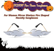 ÉÌƷͼƬ 24 | B09JK7M3SQ | FEISEDY Fire Flame Sunglasses for Women Mirror Rimless Fire Shaped Novelty Sunglasses B2839