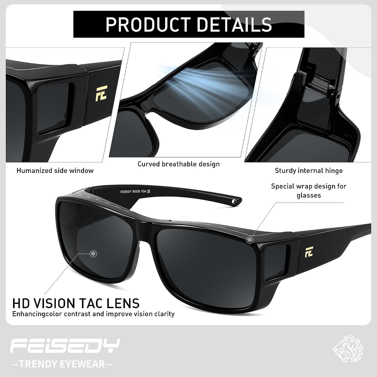 商品图片 15 | B0GR4T274K | FEISEDY Polarized Fit Over Glasses Sunglasses Driving Outdoors B0330