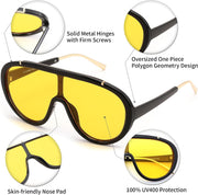 ÉÌƷͼƬ 42 | B085PPHWTZ | FEISEDY Retro Oversized Sunglasses Women Men One Piece Frame B2580