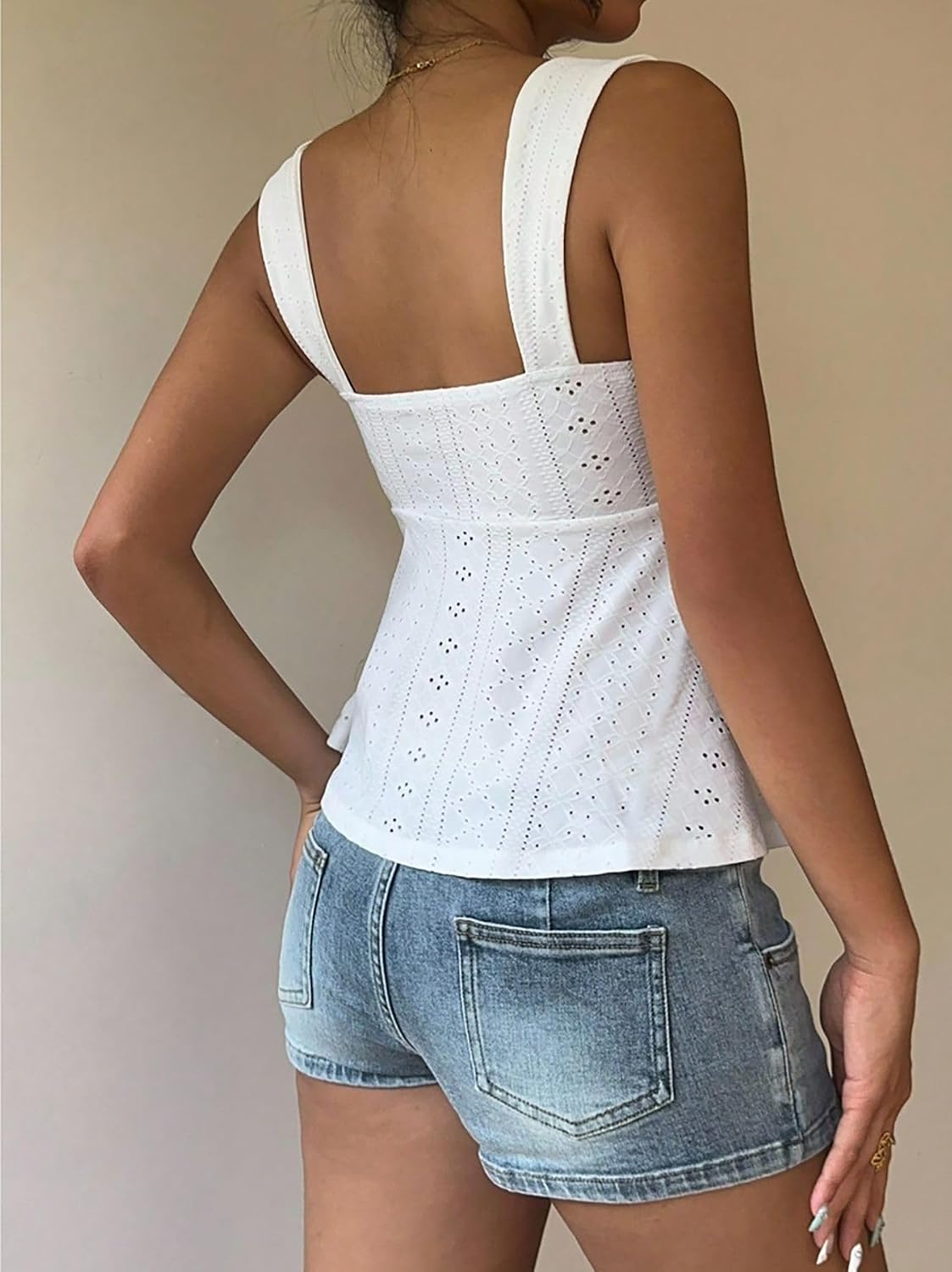 商品图片 2 | B0GXTYKF4X | Double Lined Tank Top for Women Summer Spring Cute Going Out Ruched Tops Chest Tie Backless Shirt Ruched Vacation Y2K Top