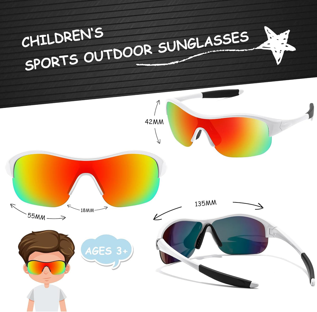 ÉÌƷͼƬ 29 | B0CZ7Y96D2 | FEISEDY Polarized Sports Sunglasses for Kids Youth Baseball Cycling Running Glasses for Boys Girls Age 3-12 B0142