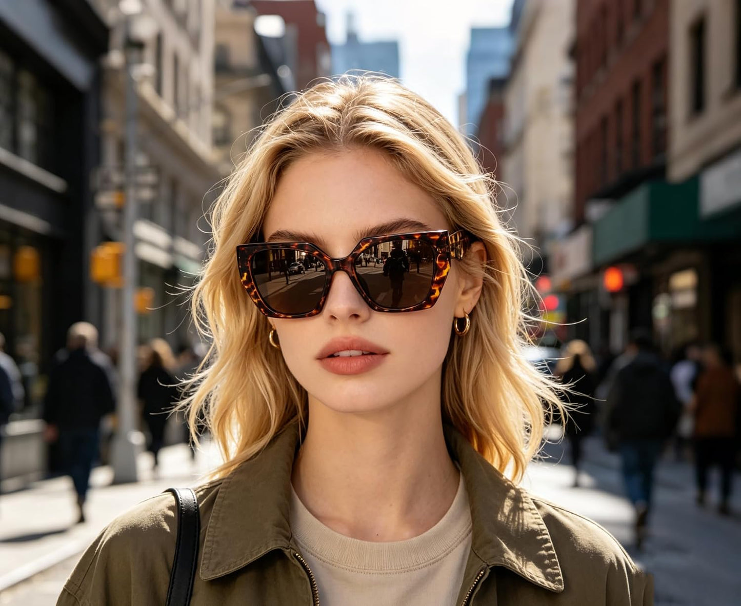 商品图片 23 | B0CNCTSQ2Z | FEISEDY Trendy Polarized Sunglasses, Oversized Irregular TR Frame for Women Men, Retro Shades UV400 B0016