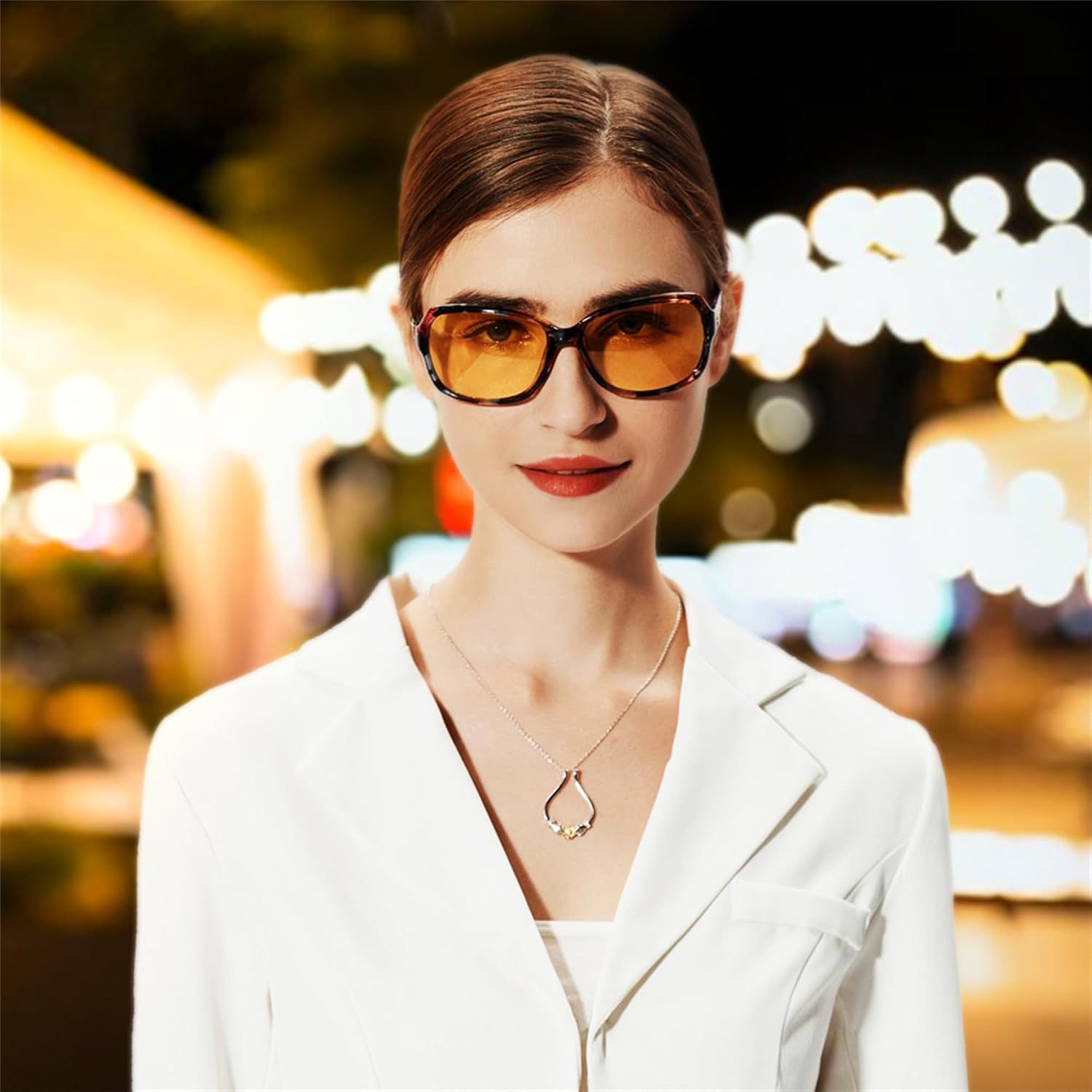 商品图片 3 | B081YY5RM3 | FEISEDY Classic Womens Night Glasses Driving Anti Glare Wrap Around Yellow Sunglasses B2548
