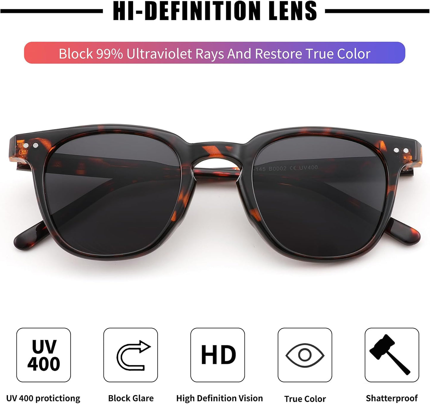商品图片 12 | B0CCPBD9GS | FEISEDY Classic Polarized Sunglasses Retro Round Sunglasses for Women Men Trendy Shades B0002