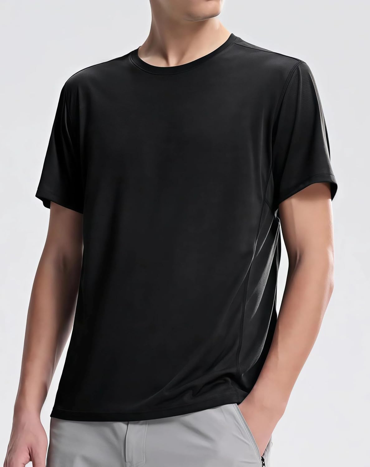 Medium / Black | B0GRYZVGSP | Workout Shirts for Men, Athletic Quick Dry Shirts, Hiking Shirt, Round Neck Summer Mens Workout Clothes & Gym Running Tops