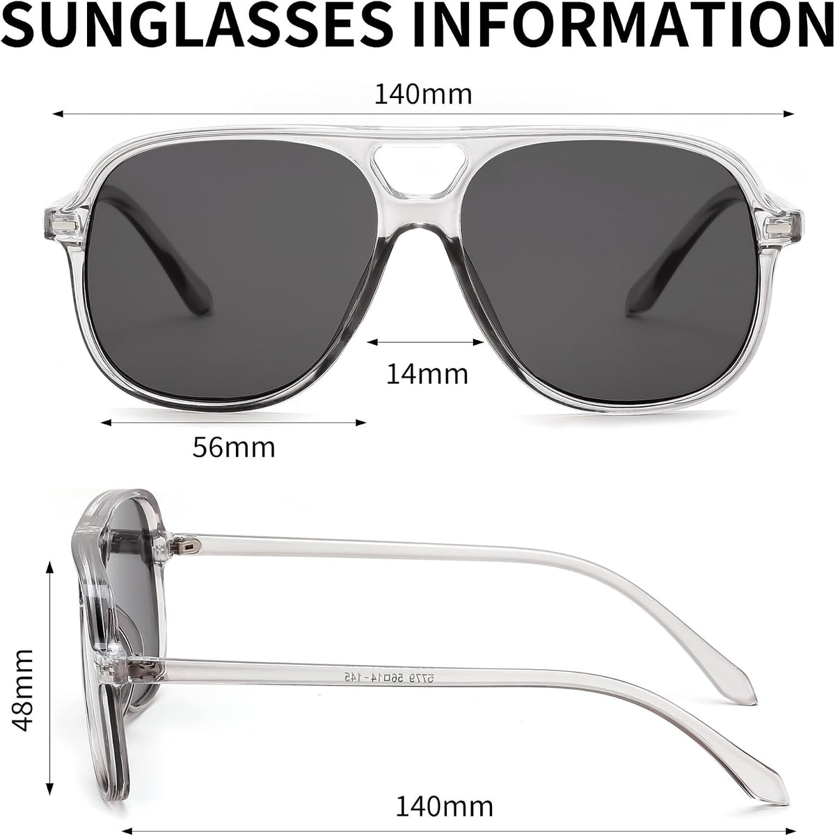 ÉÌƷͼƬ 27 | B0H1WCGC42 | FEISEDY Retro Square Aviator Sunglasses Women Men Double Bridge B0443