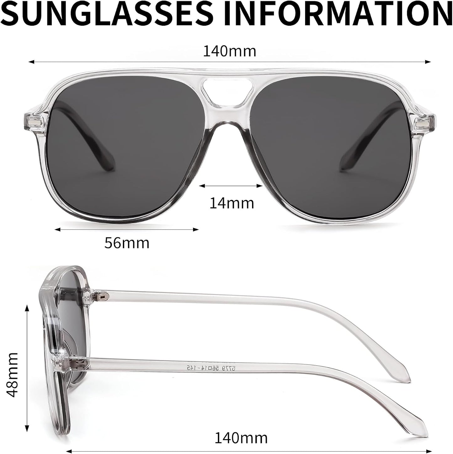 商品图片 27 | B0H1WCGC42 | FEISEDY Retro Square Aviator Sunglasses Women Men Double Bridge B0443