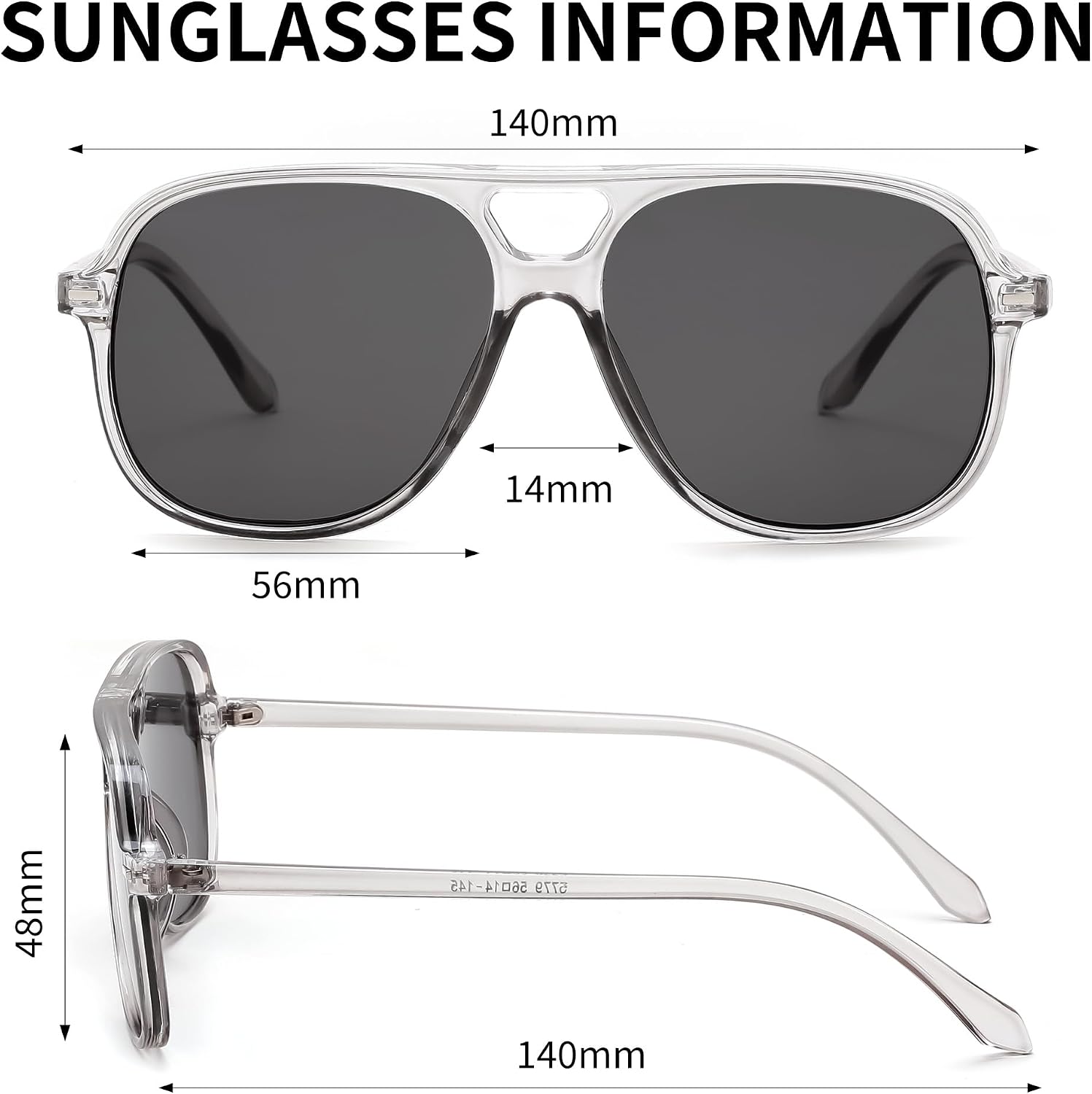 商品图片 27 | B0H1WCGC42 | FEISEDY Retro Square Aviator Sunglasses Women Men Double Bridge B0443