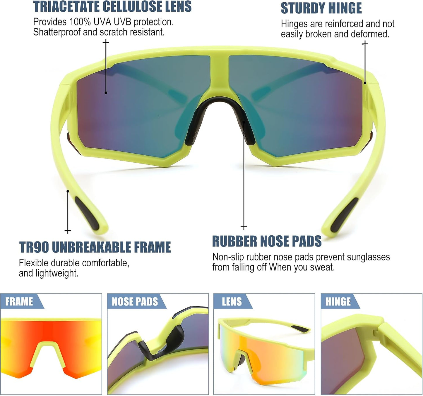 商品图片 38 | B0D95W5582 | FEISEDY Kids Sunglasses Youth Baseball Polarized Sunglasses Sports Lightweight TR90 Frame Boys Girls Cycling B0213
