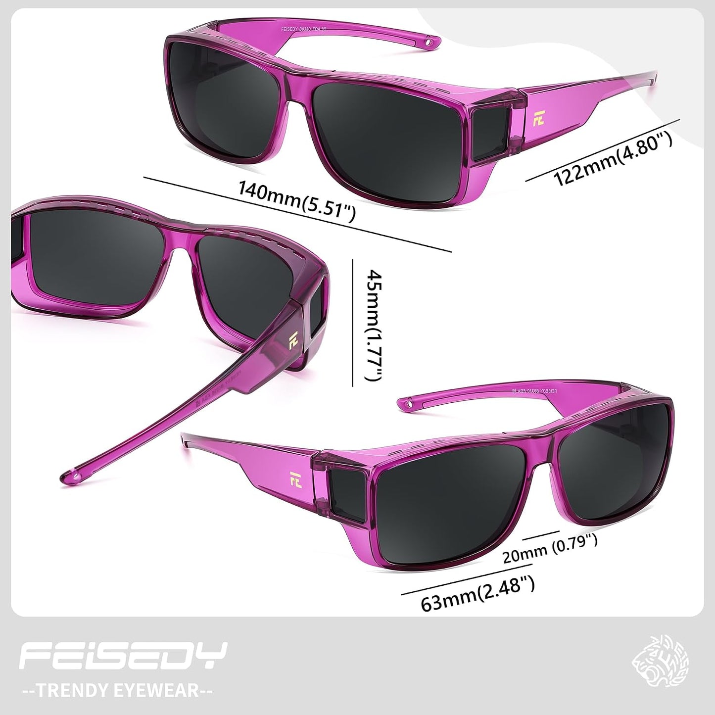 商品图片 21 | B0GR4T274K | FEISEDY Polarized Fit Over Glasses Sunglasses Driving Outdoors B0330