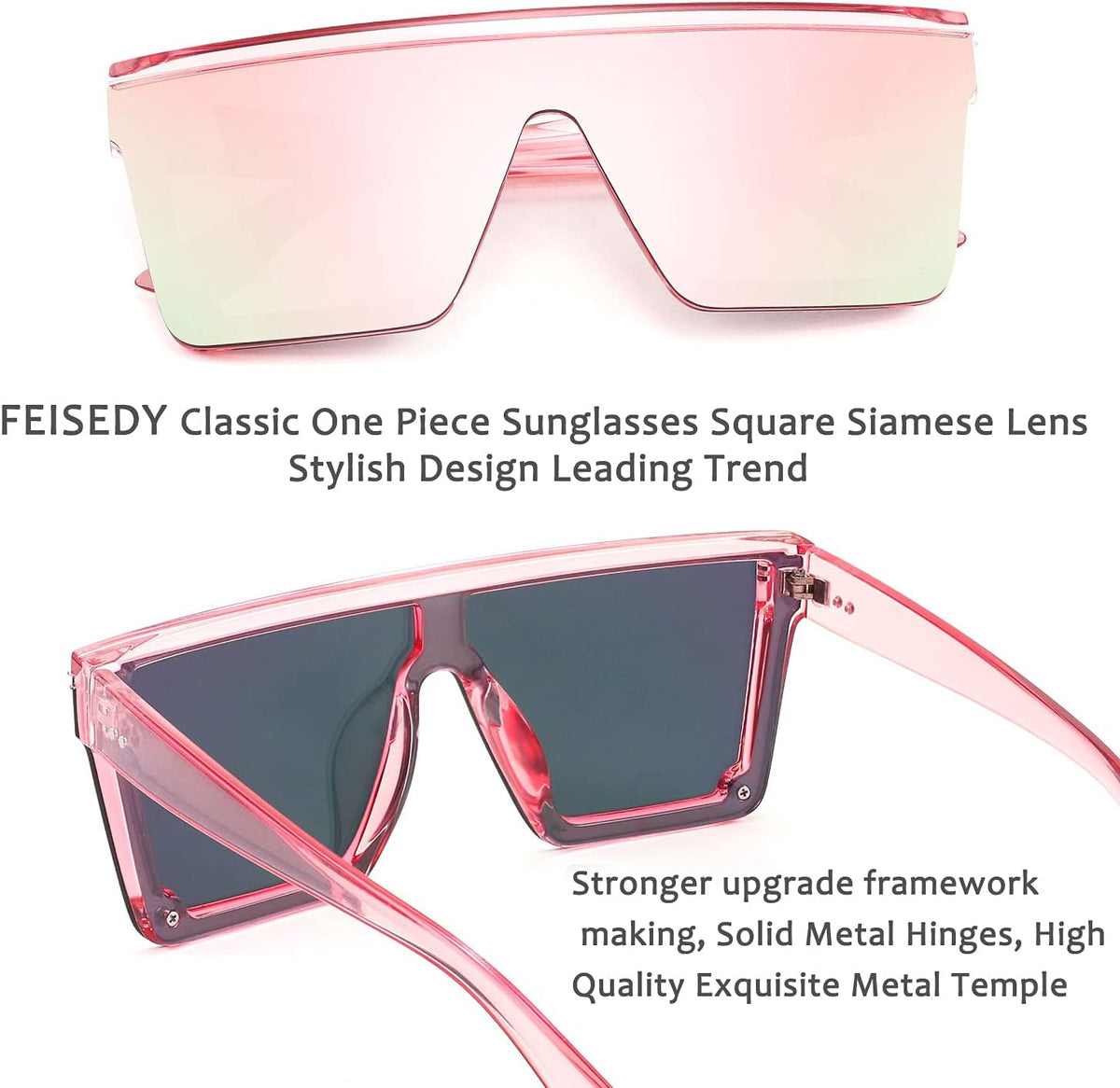 ÉÌƷͼƬ 60 | B09H6XXSDN | FEISEDY Oversized Sunglasses Mens Womens Flat Top Square Trendy Visor Shades UV400 B2470