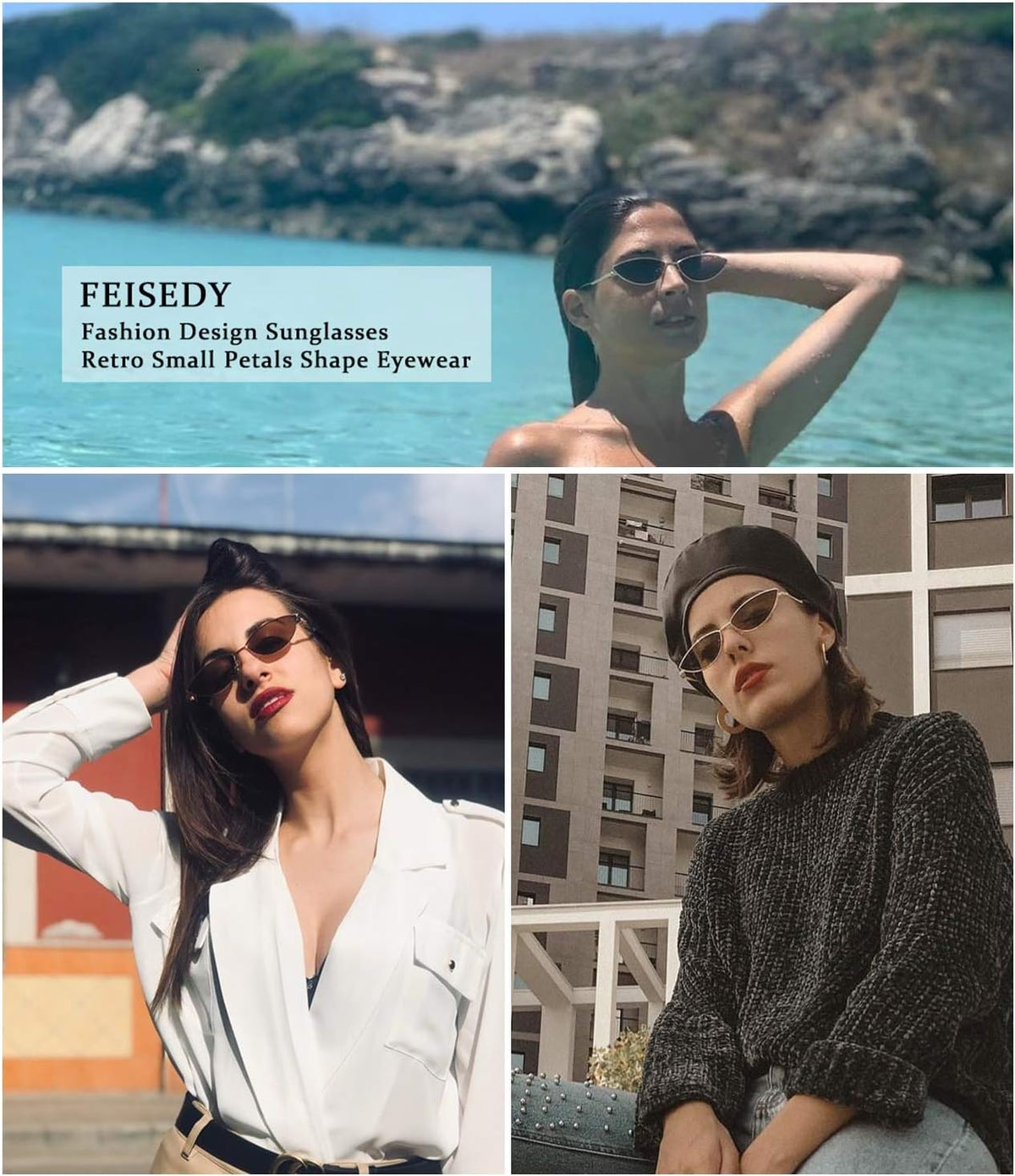 ÉÌƷͼƬ 18 | B0CNZ29R9R | FEISEDY Y2K Sunglasses for women Men Fashion Cateye Designer B2298