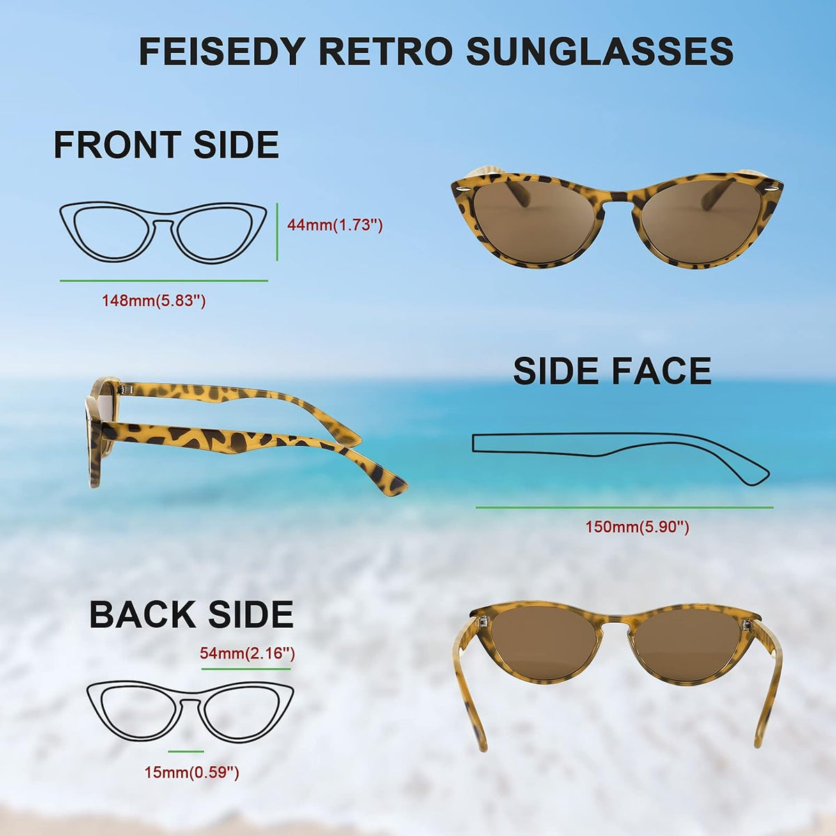 ÉÌƷͼƬ 9 | B08B8G5GR9 | FEISEDY Retro Cat Eye Sunglasses Women Men Vintage Small Cateye UV400 Sunglasses B2617
