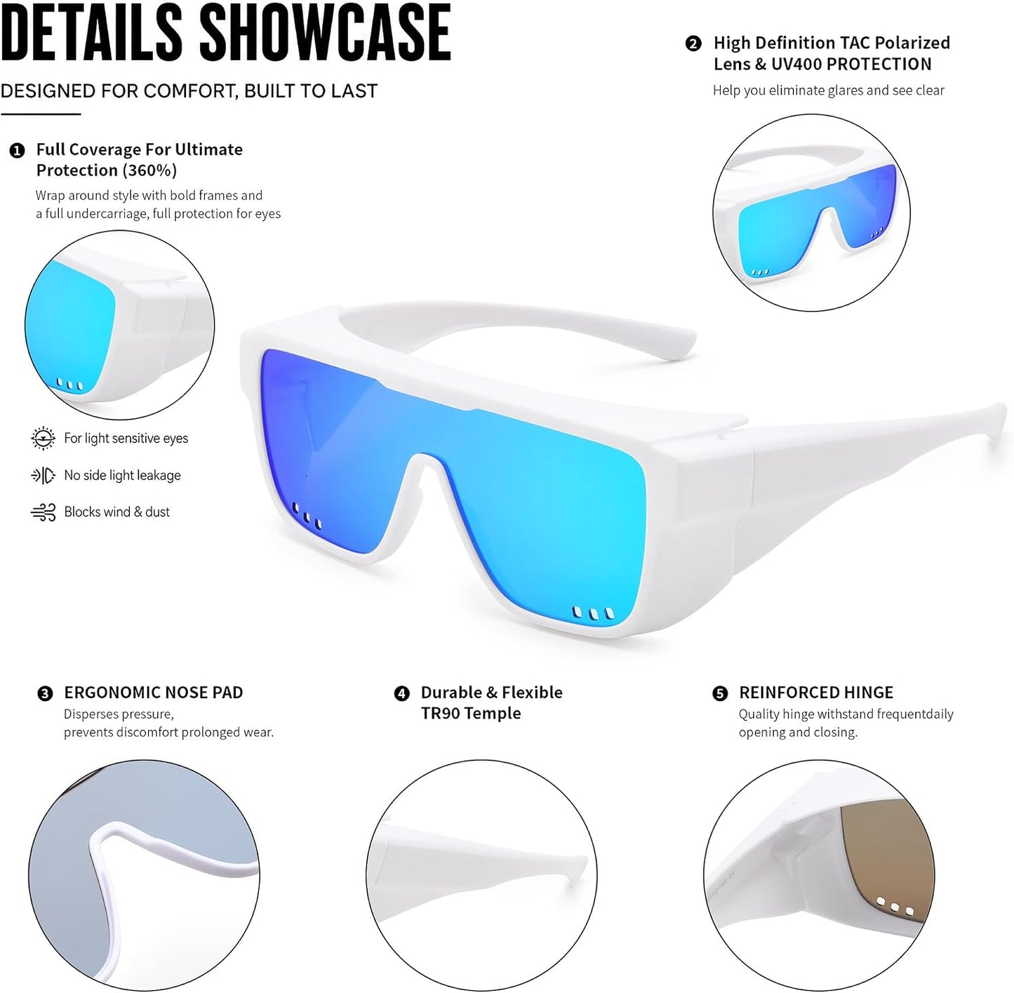 商品图片 19 | B0H2Z4Q1KM | FEISEDY Fit Over Glasses Polarized Sunglasses for Men Women B0456