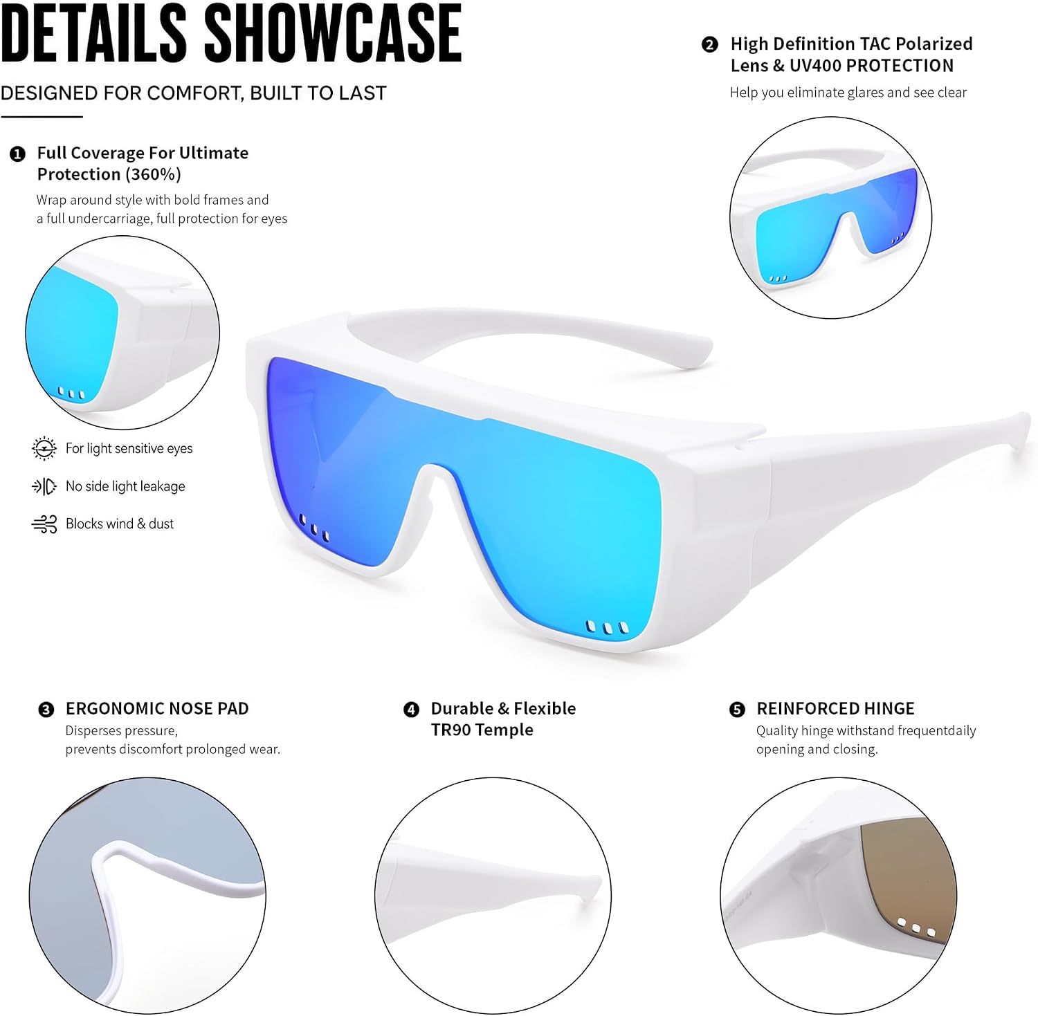 商品图片 19 | B0H2Z4Q1KM | FEISEDY Fit Over Glasses Polarized Sunglasses for Men Women B0456