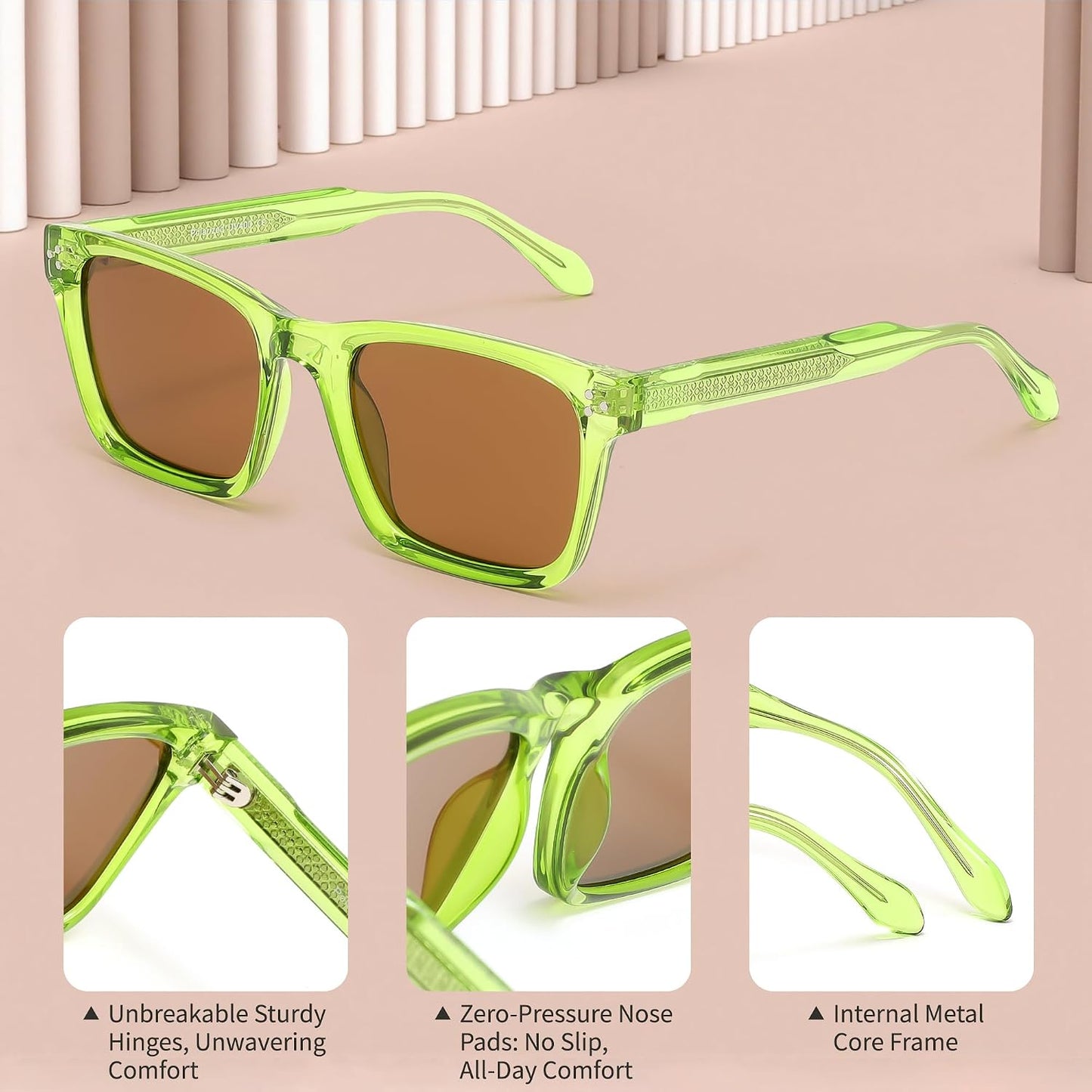 商品图片 17 | B0FHD6DJB5 | FEISEDY Trendy Square Polarized Sunglasses For Men Women Thick Frame B0294