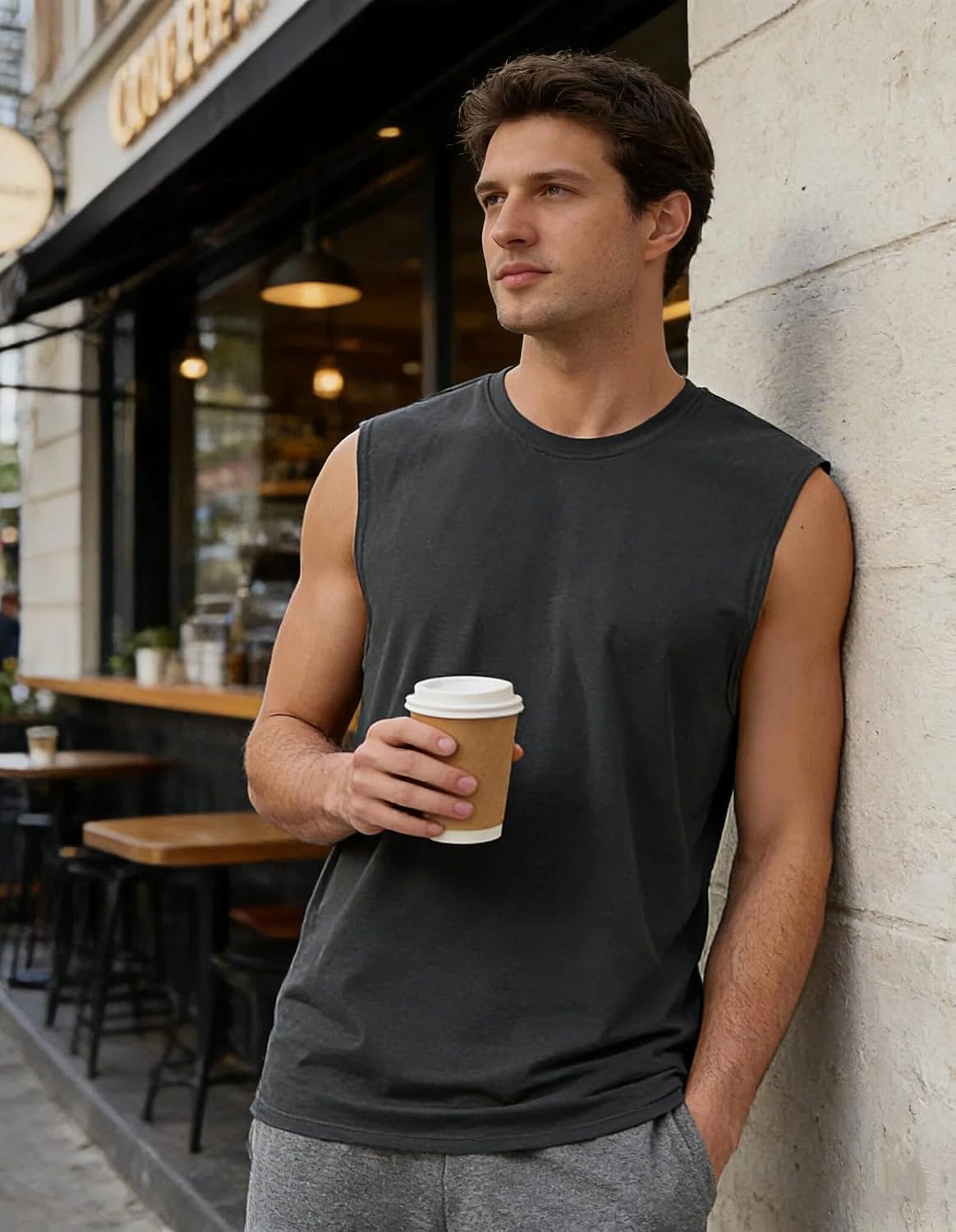 商品图片 11 | B0GLPZ77BT | Men's Tank Top - Quick-Dry Breathable Sleeveless Shirt for Gym Running Workout, Loose Fit Round Neck Active Undershirt