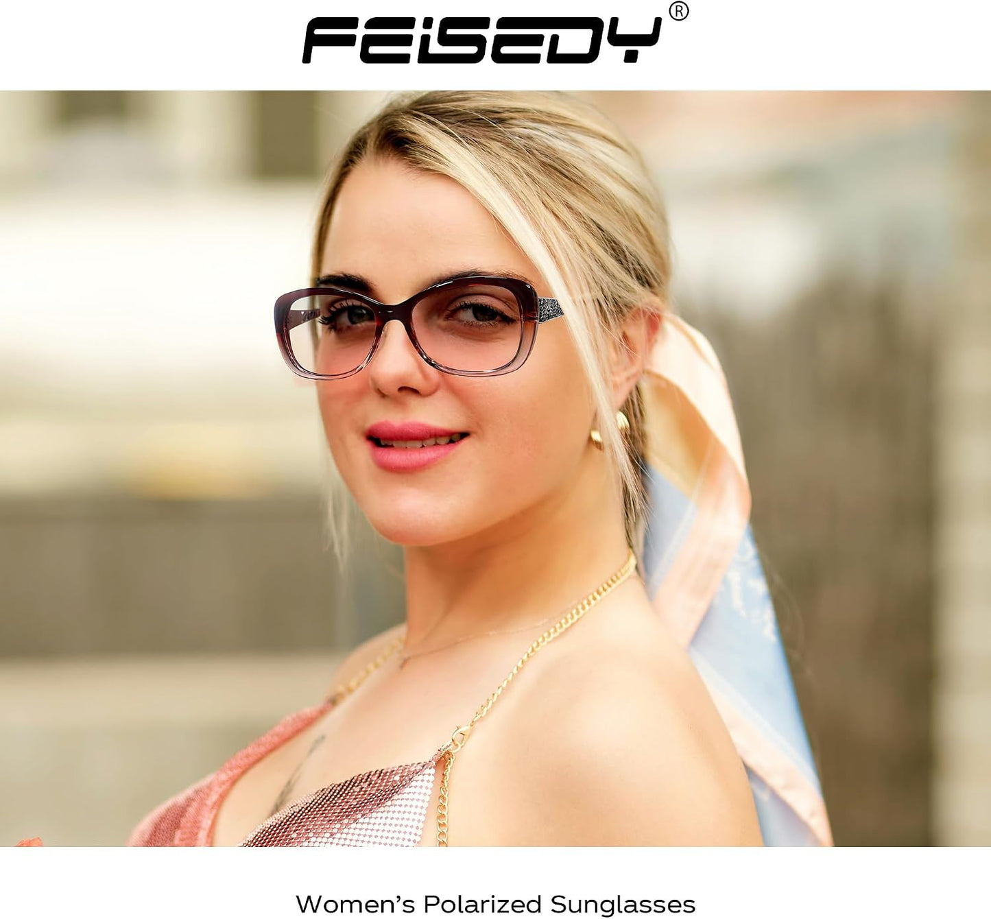 商品图片 20 | B0D2RBKKPD | FEISEDY Polarized Women Sunglasses Retro Shades Photochromic Lens Sparkling Crystal Sunglasses UV400 Protection B0144