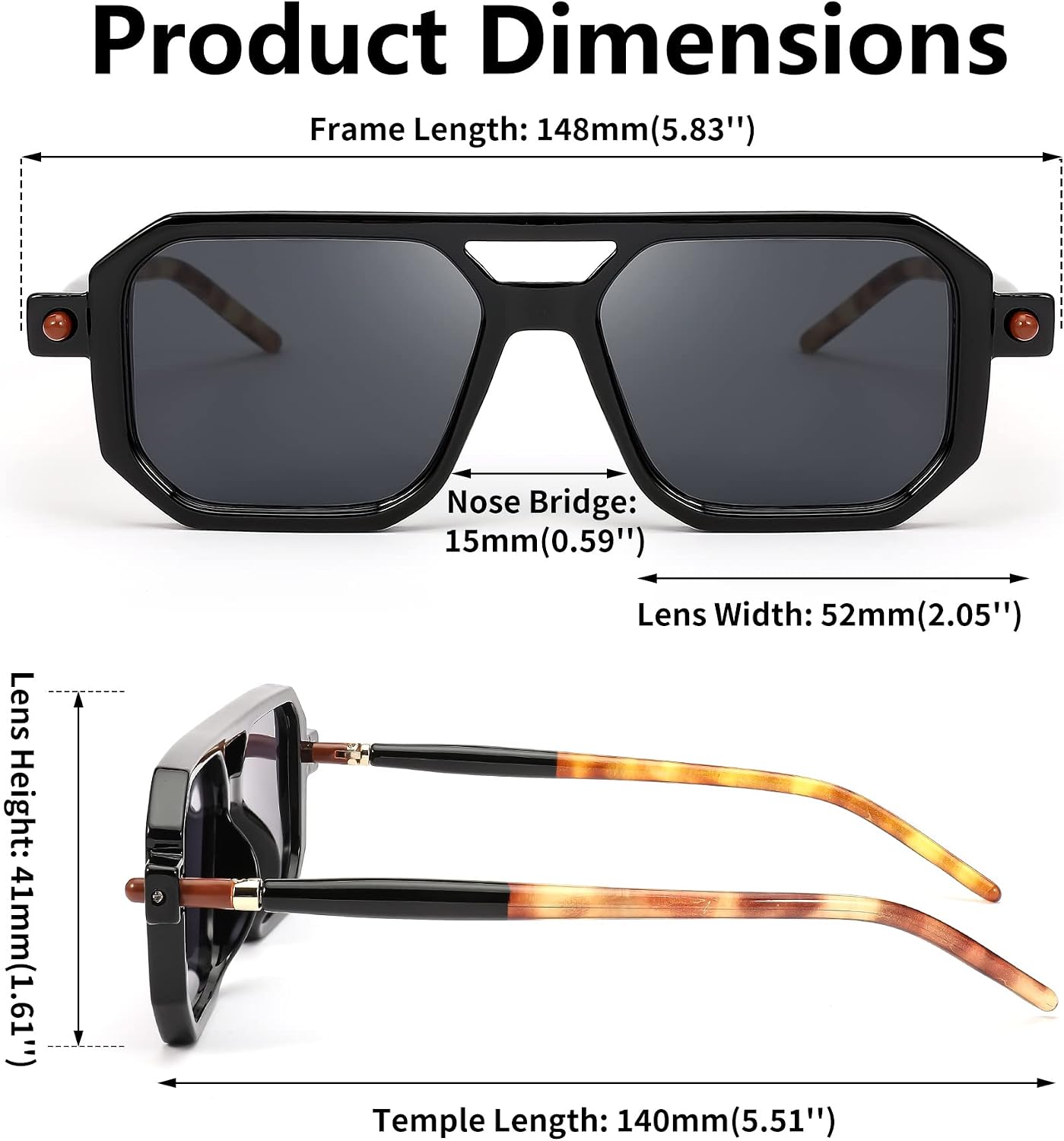 商品图片 73 | B09YTJ4FQZ | FEISEDY Vintage Square 70s Flat Aviator Sunglasses Women Men Classic Retro Stylish Frame UV400 Sunglasses B2622