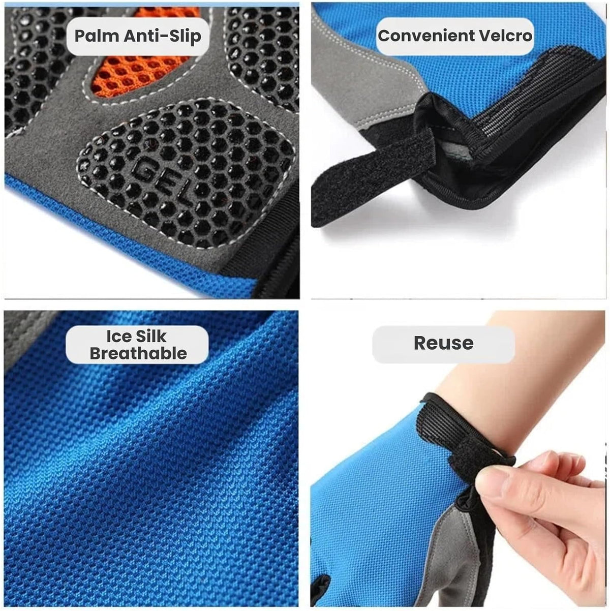 商品图片 4 | B0GZ43HHMY | Half Finger Cycling Gloves for Men Women, Breathable Anti-Slip Gel Palm Workout Gloves for Gym, Biking, Weight Lifting