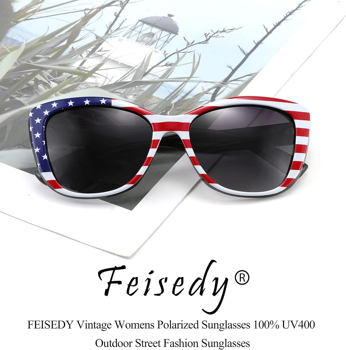 ÉÌƷͼƬ 111 | B07M9V125F | FEISEDY Polarized Vintage Sunglasses American Womens Square Jackie O Cat Eye Sunglasses B2451