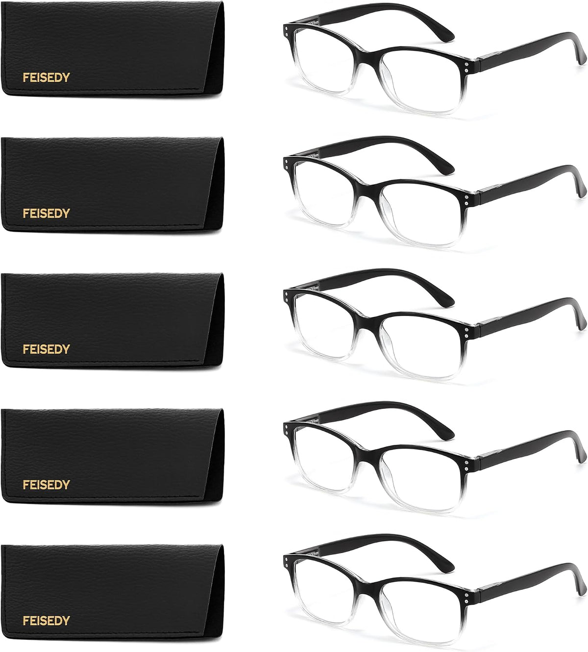 ÉÌƷͼƬ 21 | B0F7HQL9ND | FEISEDY 6/5 Pack Classic Reading Glasses Rectangular Readers B0297