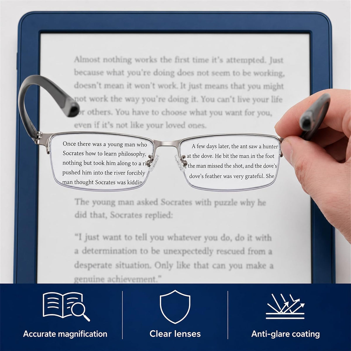 商品图片 13 | B0HBWVWRX5 | FEISEDY Rectangle Blue Light Blocking Reading Glasses Half Frame B0462