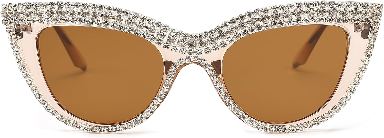 商品图片 27 | B0BZ7YMM4F | FEISEDY Oversized Women Cat Eye Rhinestone Sunglasses Costume Party B2360