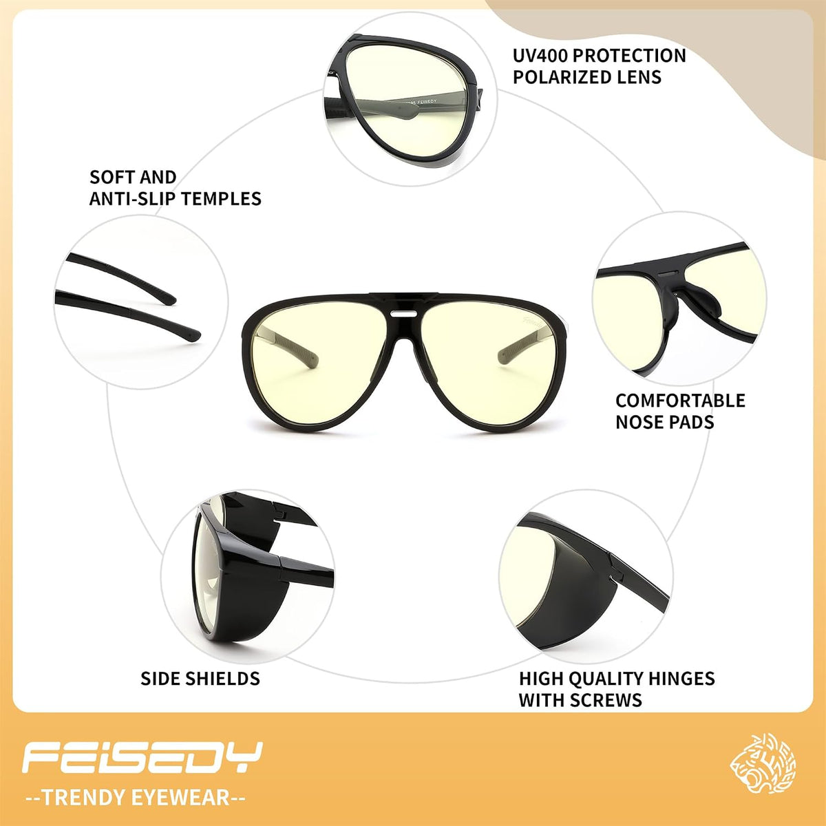 ÉÌƷͼƬ 11 | B0FCFQMV1Z | FEISEDY Yellow Lens Gaming Glasses Blue Light Glasses for Woman Men Computer Gamer Eyeglasses Anti Eyestrain Glare G0095