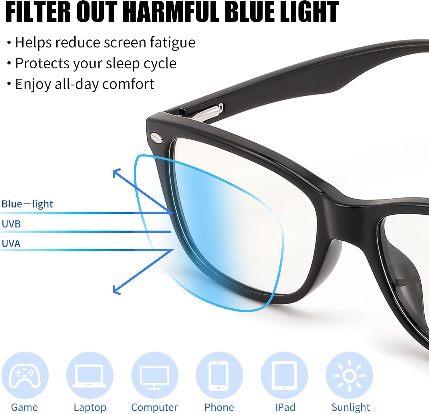 商品图片 10 | B0GKNCMTFX | FEISEDY Blue Light Blocking Photochromic Glasses UV400 Protection B1264