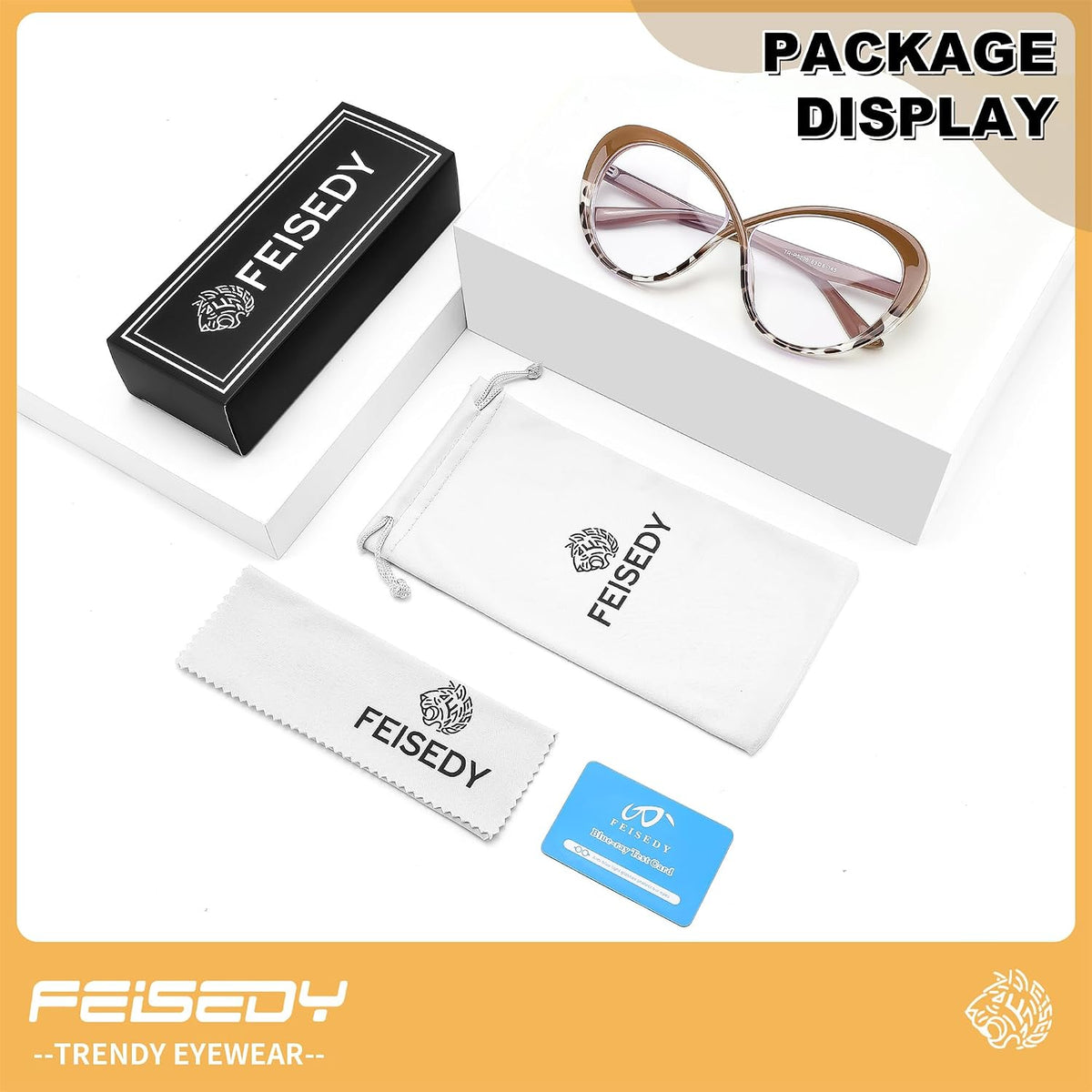 ÉÌƷͼƬ 7 | B0GXZ3356Q | FEISEDY Oversized Cat Eye Blue Light Blocking Glasses for Woman, Retro Cateye Eyeglasses, Stylish Bluelight Glasses B0454