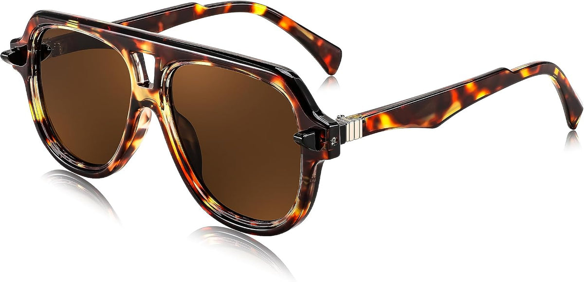 Leopard / 53 Millimeters | B0CDGN5TZJ | FEISEDY Vintage 70s Aviator Sunglasses Men Women Classic Retro Trendy Large Frame UV400 Sun Glasses B0030
