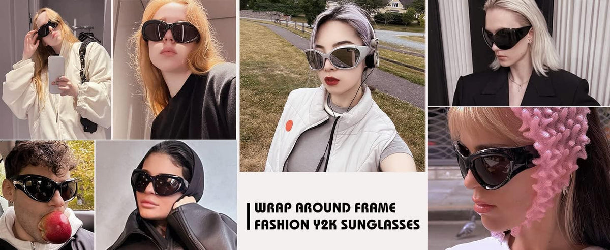 ÉÌƷͼƬ 11 | B0BQBWYZF6 | FEISEDY Trendy Y2k Sunglasses Women Men Oversized Shield Sunglasses Fashion Wrap Around Futuristic Glasses B2359