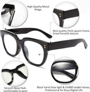 ÉÌƷͼƬ 3 | B0DBQFZT73 | FEISEDY Retro Square Thick Big Frame Blue Light Blocking Reading Glasses Anti Glare Digital Eyestrain Reader B2523