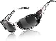 Gray Leopard Frame & Gradual Grey Lens / 60 Millimeters | B0DW378NFQ | FEISEDY Y2K Women Polarized Sunglasses Butterfly Wrap Around UV400 Shades