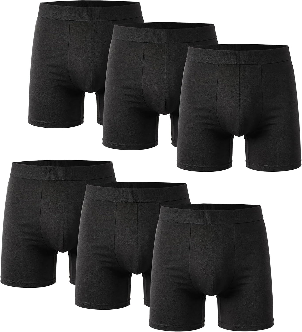X-Large / 6 Pcs-black / 6 | B0GVDGZQF6 | Men's Underwear Boxers, Anti-Chafing Long Leg Boxer Briefs, Ice Silk Breathable Stretch Fabric Underpants for Men 6-Pack