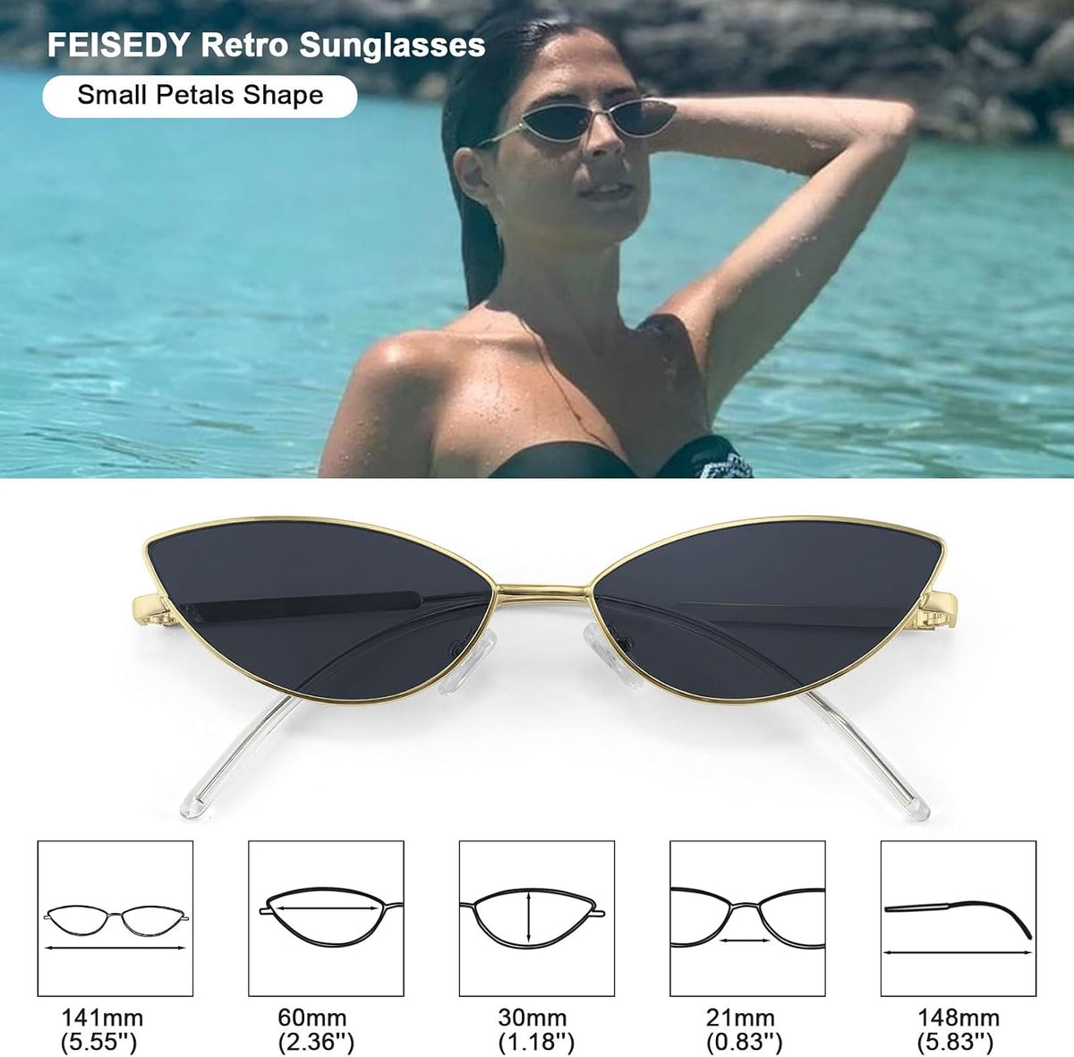ÉÌƷͼƬ 66 | B0CNZ29R9R | FEISEDY Y2K Sunglasses for women Men Fashion Cateye Designer B2298