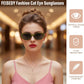 商品图片 2 | B0GV7G6XL2 | FEISEDY Retro Cat Eye Sunglasses for Women Trendy Shades Chunky Frame B0418