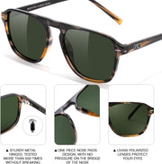 ÉÌƷͼƬ 29 | B0F4D461TF | FEISEDY Polarized Aviator Mens Sunglasses Square Modern Women Vintage Style Acetate Frame UV400 B0191