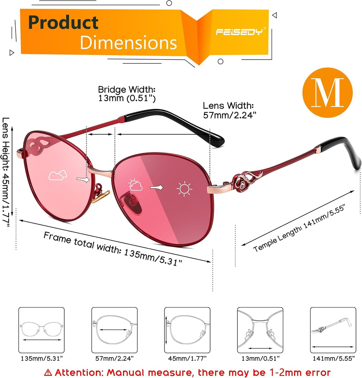 ÉÌƷͼƬ 18 | B0DCZMV6Y9 | FEISEDY Oval Photochromic Polarized Sunglasses Women Retro Metal Rhinestone Sunglasses Classic UV400 Protection B1119