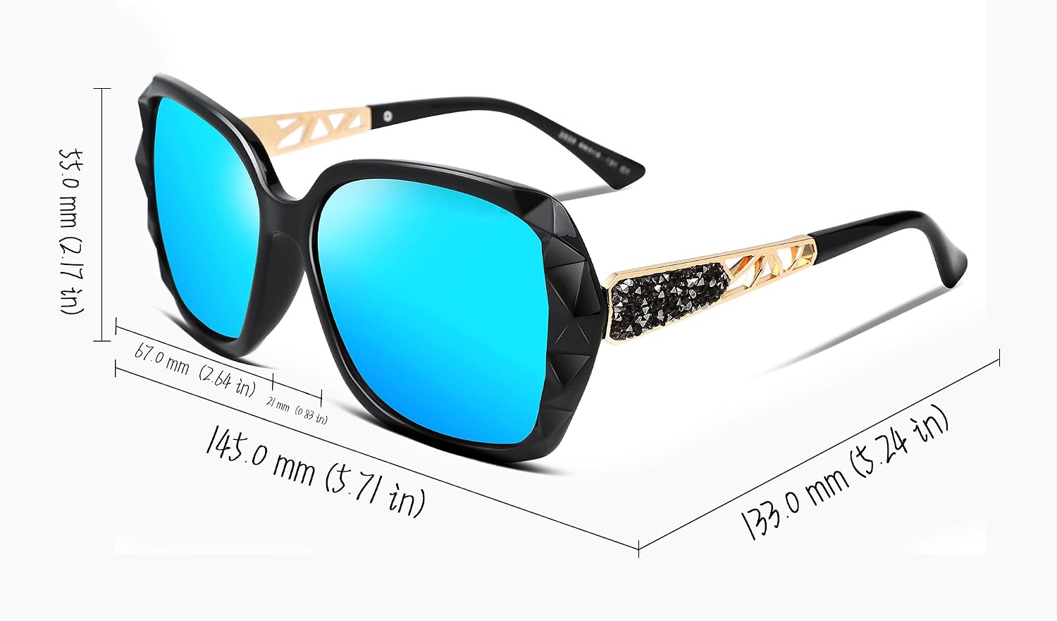 商品图片 20 | B079GT4RXH | FEISEDY Polarized Women Square Sunglasses Sparkling Composite Shiny Frame B2289
