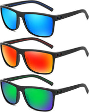 3pack-blue+red+green / 60 Millimeters | B0F8J1FFPF | FEISEDY Polarized Sunglasses for Men and Women Lightweight Frame Sun Glasses with UV400 Protection for Driving Fishing B0301