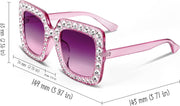 ÉÌƷͼƬ 61 | B077GMJCV8 | FEISEDY Women Sparkling Crystal Sunglasses Oversized Square Thick Frame B2283