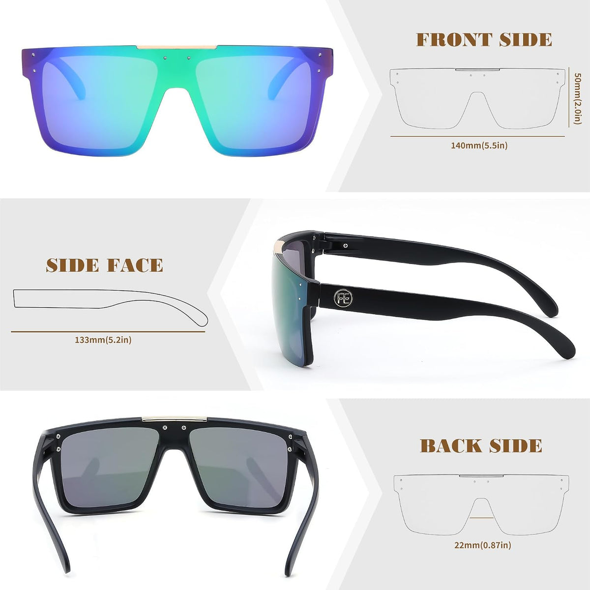 ÉÌƷͼƬ 35 | B0BZ4J86KV | FEISEDY Polarized Sunglasses for Men, Z87 Oversized Square Flat Top B2990