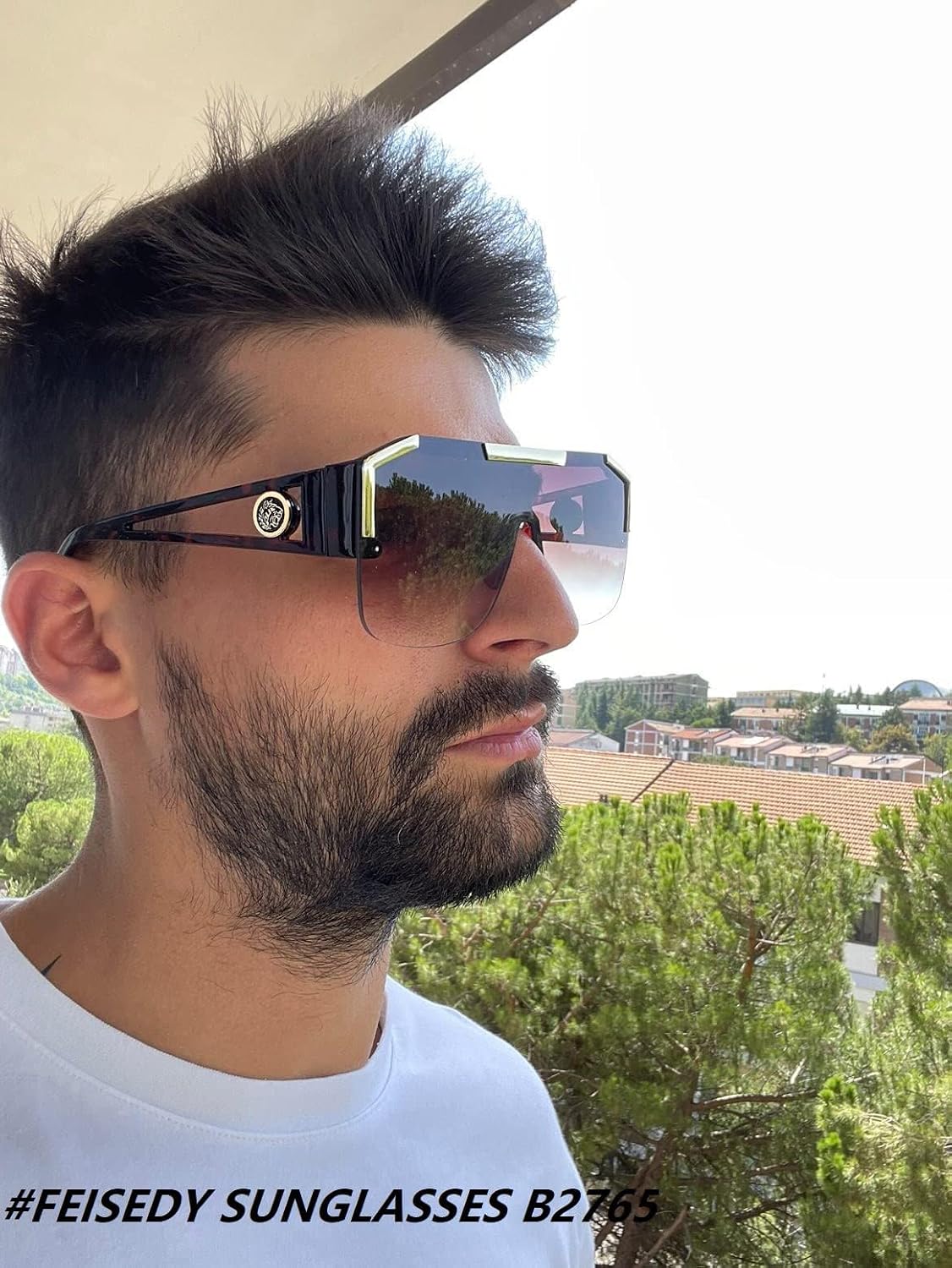 ÉÌƷͼƬ 18 | B09L4V27YS | FEISEDY Square Oversized Sunglasses for Men Women Flat Top B2765