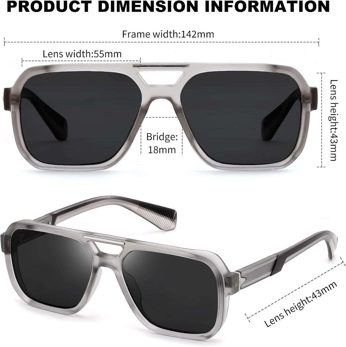 ÉÌƷͼƬ 18 | B0GLG5HZ1L | FEISEDY Retro Square Aviator Sunglasses for Men Women B0390