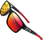 005 Black Frame/Red Mirrored Lens / 55 Millimeters | B0B2RF1XXG | FEISEDY Polarized Sunglasses Men Women Driving Cycling Running Golf Sports Glasses Lightweight TR90 Frame B2915