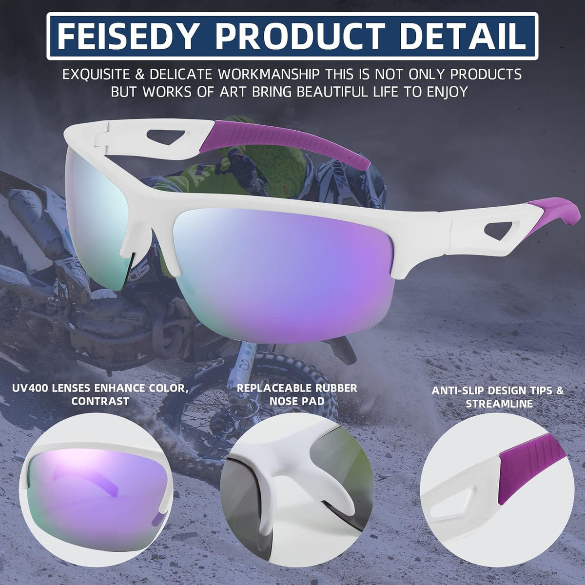ÉÌƷͼƬ 10 | B09QHKM8H2 | FEISEDY Polarized Sports Sunglasses Driving Cycling Shades For Men Women Baseball Running UV Protection Sunglasses B2878